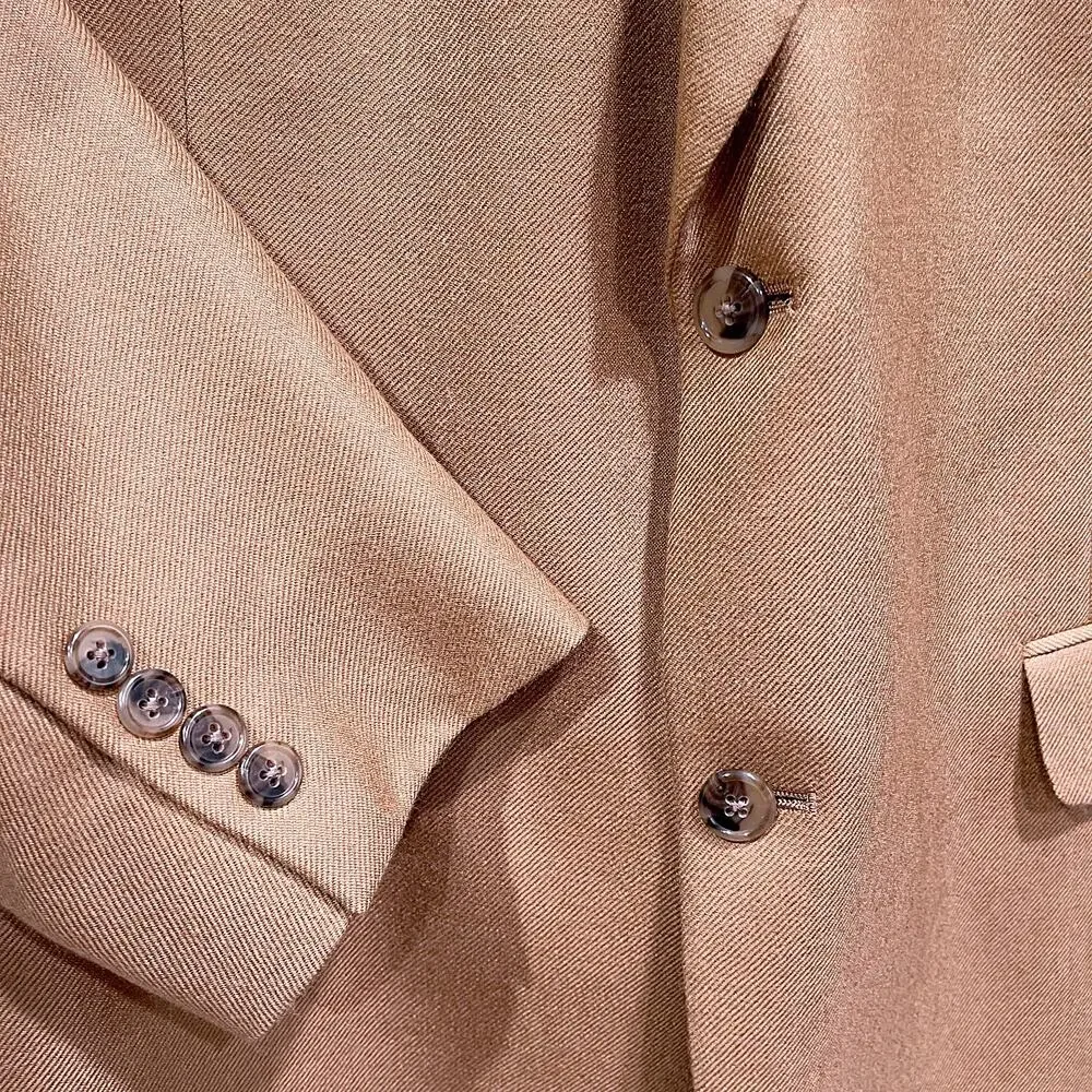 Loro Piana 100% Worsted Spun Cashmere Sport Coat Tan Gold Trumpeter Mens 42R